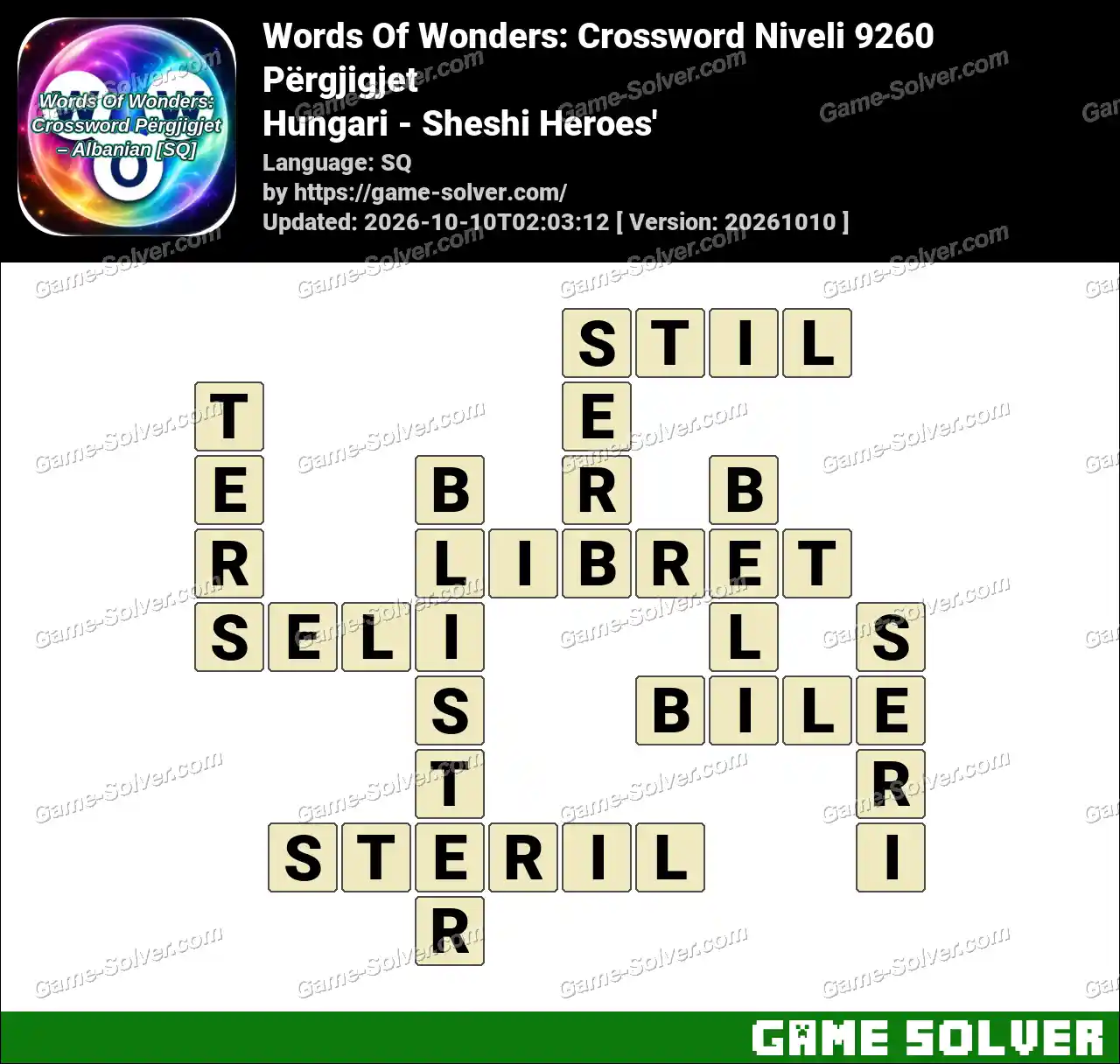 Words Of Wonders: Crossword Niveli 9260 Përgjigjet – Hungari – Sheshi Heroes’